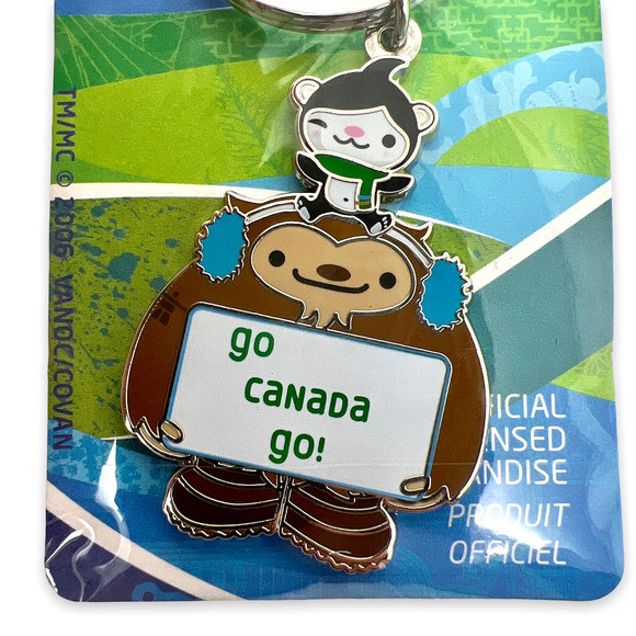 Vancouver 2010 Olympics Official Licensed Keychain Mascots Go Canada Go Sign - Picture 2 of 6